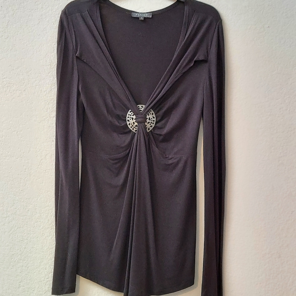 VERTIGO Paris black long sleeve tunic style blouse.